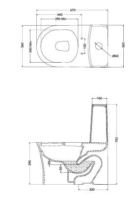 RIMLESS EWC 1 PC FABIO (S-300)- HINDWARE -  ( STAR WHITE -  - 0x0 mm - 0inchX0inch )