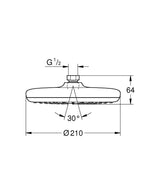 TEMPESTA 210 HEADSHOWER - GROHE -  ( CHROME - G3 - TEMPESTA - 0x0 mm - 0inchX0inch )