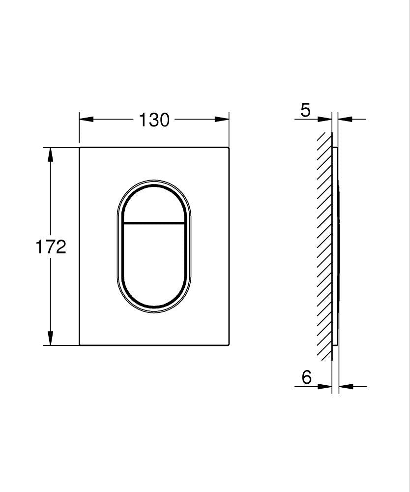 ARENA COSMOPOLITAN FLUSH PLATE, SMALL SIZE - GROHE -  ( BRUSHED HARD GRAPHITE - G4 - ARENA COSMOPOLITAN - 0x0 mm - 0inchX0inch )