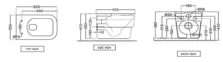 WALL HUNG WC BLIND INST.RIMLESS W/S/C ( BOLT DISTANCE 7INCH)- JAQUAR SWARE - ( - - 0x0 mm - 0inchX0inch )