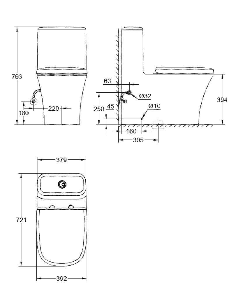 EUROSTYLE TOILET ONE PIECE RIMLESS WITH SEAT COVER - GROHE -  ( WHITE - G3 - EUROSTYLE - 0x0 mm - 0inchX0inch )