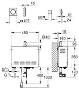 F-DIGITAL DELUXE STEAM GENERATOR 9.9 KW WITH STEAM OUTLET AND TEMPERATURE SENSOR - GROHE -  (  - G7 - GROHE F-DIGITAL - 0x0 mm - 0inchX0inch )