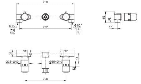 UNIVERSAL DUAL WALL-MOUNT  LAVATORY FAUCET VALVE B VERSION - KOHLER LUXURY -  (  - LUXURY - 0x15 mm - 0inchX0.5inch )