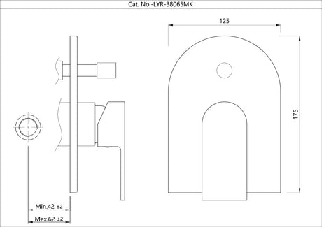 SINGLE LEVER EXPOSED PARTS KIT OF DIVERTER CONSISTING OF OPERATING LEVER, CARTRIDGE SLEEVE, WALL FLANGE (WITH SEALS)& BUTTON ASSEMBLY SLEEVE & BUTTON (COMPATIBLE WITH ALD-065M)- JAQUAR FAUCETS - ( CHROME - LYRIC - 0x15 mm - 0inchX0.5inch )
