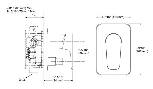 ALEO+TM RECESSED NON-THERMOSTATIC BATH AND SHOWER VALVE TRIM - KOHLER PREMIUM -  ( BRUSHED ROSE GOLD - PREMIUM - 0x15 mm - 0inchX0.5inch )