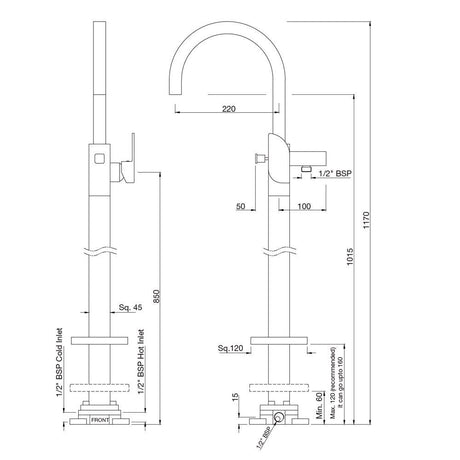 EXPOSED PARTS OF FLOOR MOUNTED SINGLE LEVER BATH MIXER WITH PROVISION FOR HAND SHOWER (COMPATIBLE WITH ALD-121)- JAQUAR FAUCETS - ( BLACK MATT - ALIVE - 0x15 mm - 0inchX0.5inch )
