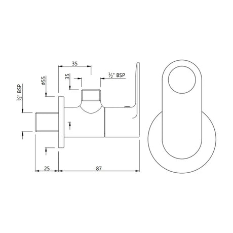 ANGULAR STOP COCK WITH WALL FLANGE - JAQUAR FAUCETS - ( BLACK CHROME - ORNAMIX PRIME - 0x15 mm - 0inchX0.5inch )