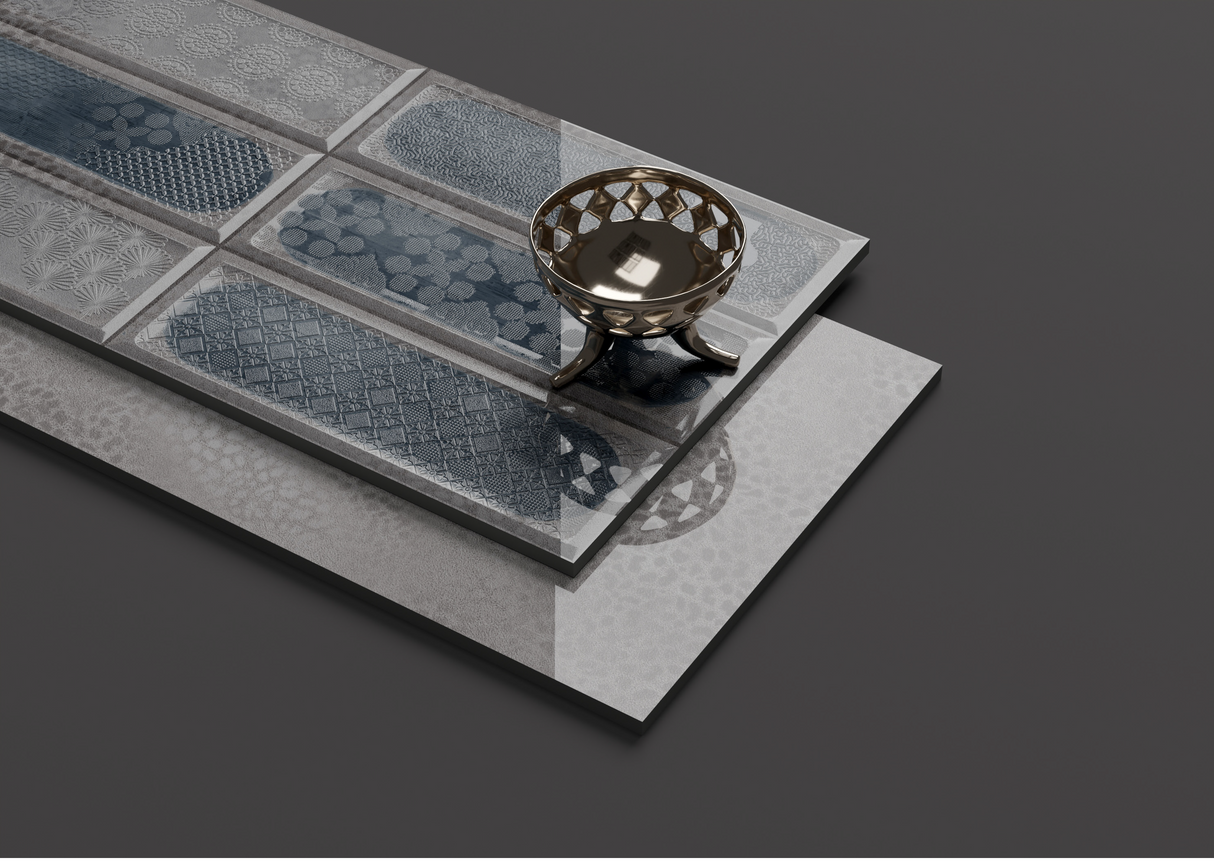 8080 HL - INDIAN TILES -  (  - BLACKBERRY GLOSSY - 600x300 mm - 24inchX12inch )