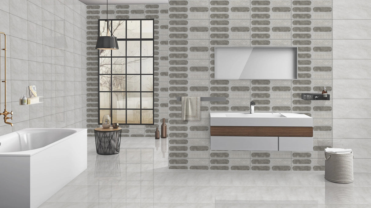 8086 L - INDIAN TILES -  (  - BLACKBERRY GLOSSY - 600x300 mm - 24inchX12inch )