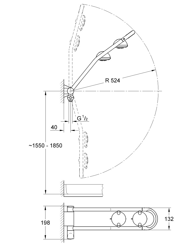 FREEHANDER SHOWERSYSTEM, AP - GROHE -  ( CHROME - G5 - FREEHANDER - 0x15 mm - 0inchX0.6inch )