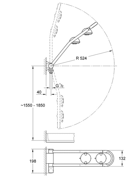 FREEHANDER SHOWERSYSTEM, AP - GROHE -  ( CHROME - G5 - FREEHANDER - 0x15 mm - 0inchX0.6inch )