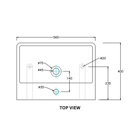 WASH BASIN CUBE 200MM HT - HINDWARE -  ( STAR WHITE -  - 560x400 mm - 22.4inchX16inch )