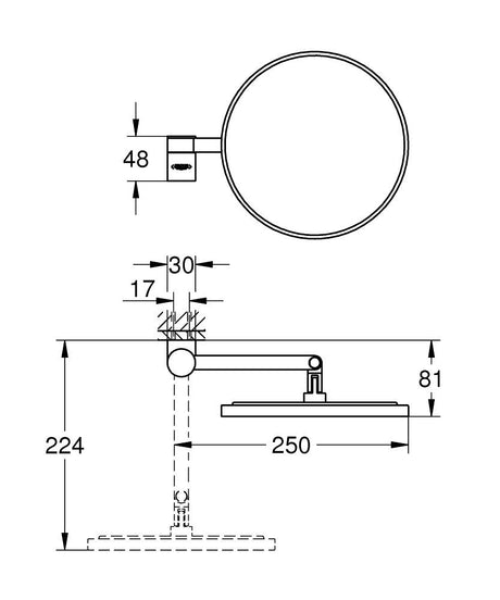 SELECTION COSMETIC MIRROR - GROHE -  ( CHROME - G4 - SELECTION - 0x15 mm - 0inchX0.6inch )