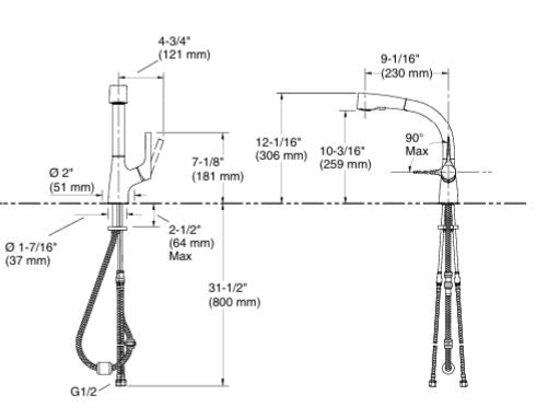 KITCHEN SINK FAUCET - KOHLER PREMIUM -  ( VAIBRANT STAINLESS - PREMIUM - 0x15 mm - 0inchX0.5inch )