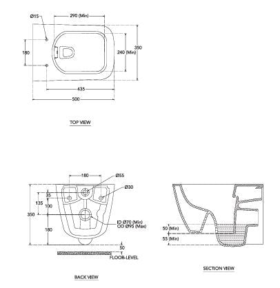 PRIMA WALL MOUNTED EWC W/SLIM SEAT COVER - HINDWARE -  ( STAR WHITE - PRIMA - 500x350 mm - 20inchX14inch )