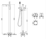 FREE STANDING BRASS BATH MIXER WITH HAND SHOWER - AQUANT - ( BRUSHED ROSE GOLD - WAVE SERIES - 1050x0 mm - 42inchX0inch )