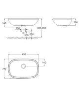 EUROSTYLE VESSEL BASIN, 50CM - GROHE -  ( WHITE - G3 - EUROSTYLE - 495x380 mm - 20inchX15inch )