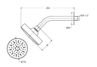 OVERHEAD SHOWER 100 MM WITH 150 MM SHOWER ARM - HINDWARE FAUCETS -  ( POLISHED CHROME - SHOWER - 0x0 mm - 0inchX0inch )
