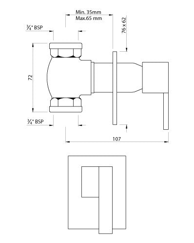 CONCEALED STOP COCK WITH ADJUSTABLE WALL FLANGE - ARTIZE FAUCET -  ( CHROME - LE BLANC - 0x20 mm - 0inchX0.75inch )