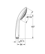 EUPHORIA 110 CHAMPAGNE HAND SHOWER - GROHE -  ( CHROME - G4 - EUPHORIA - 0x15 mm - 0inchX0.5inch )