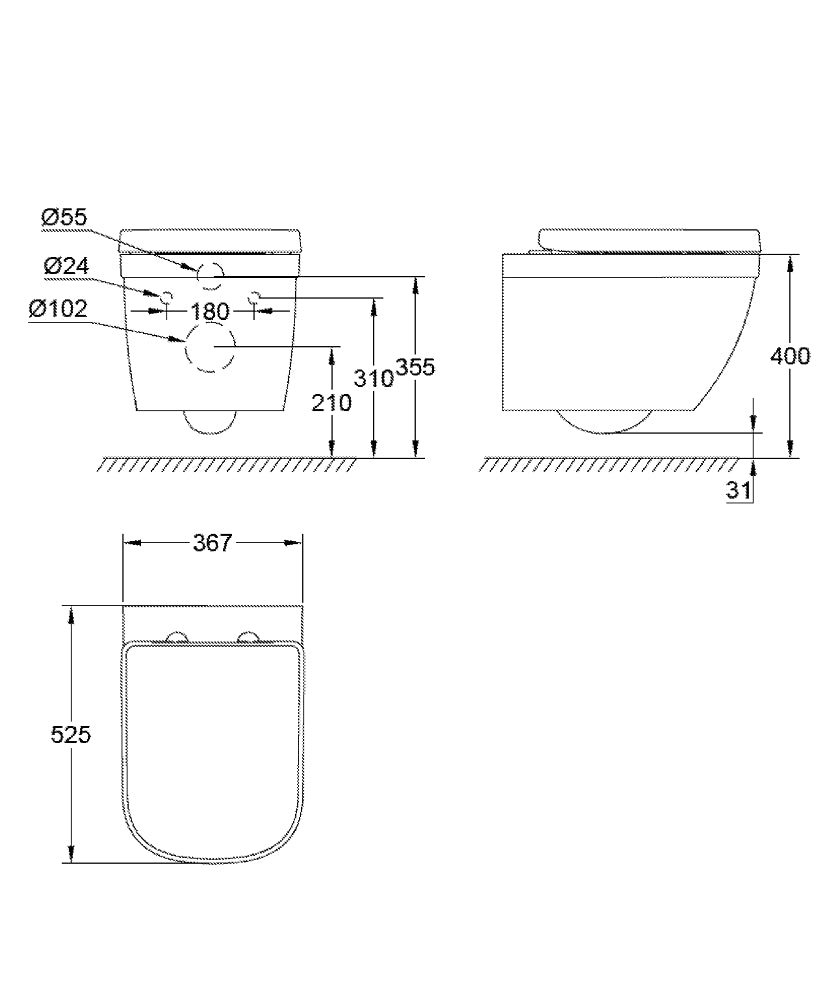 EUROSMART WC WALL HUNG - GROHE -  ( WHITE - G3 - EUROSMART - 0x0 mm - 0inchX0inch )