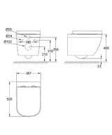EUROSMART WC WALL HUNG - GROHE -  ( WHITE - G3 - EUROSMART - 0x0 mm - 0inchX0inch )