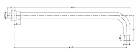 ROUND SHOWER ARM 450 MM - HINDWARE FAUCETS -  ( POLISHED CHROME - SHOWER ARM - 0x450 mm - 0inchx17.7inch )