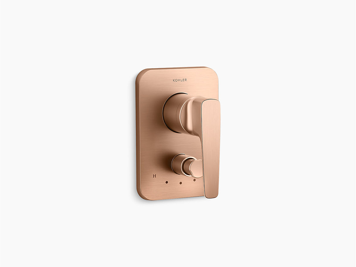 ALEO+TM RECESSED NON-THERMOSTATIC BATH AND SHOWER VALVE TRIM - KOHLER PREMIUM -  ( BRUSHED ROSE GOLD - PREMIUM - 0x15 mm - 0inchX0.5inch )