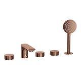 5-HOLE BATH TUB MIXER WITH HOT & COLD CONTROL COCKS SPOUT, DIVERTOR & HAND SHOWER WITH 8MM DIA. & 1.5M FLEXIBLE TUBE - JAQUAR FAUCETS - ( BLUSH GOLD PVD - ALIVE - 0x0 mm - 0inchX0inch )