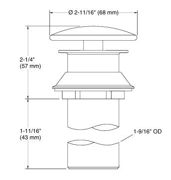 CERAMIC DRAIN W/O OVERFLOW - KOHLER PREMIUM -  ( BLACK - PREMIUM - 0x32 mm - 0inchX1.25inch )