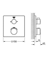 GROHTHERM THERMOSTATIC BATH MIXER SQUARE, 2-WAY DIVERTER - GROHE -  ( CHROME - G3 - GROHTHERM - 0x0 mm - 0inchX0inch )