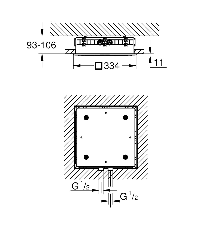 RAINSHOWER AQUA DUO CEILING SHOWER INCL. ROUGH-IN SPA LOGO 5C SPA 19 + 25 L/MIN - 305,79 - GROHE -  ( CHROME - G5 - RAINSHOWER - 0x0 mm - 0inchX0inch )