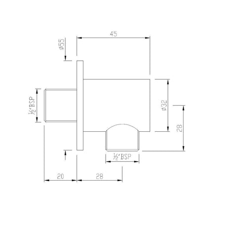WALL OUTLET (ROUND SHAPE)CONNECTED HAND SHOWER PIPE & FLANGE – JAQUAR FAUCETS - ( BLACK CHROME - SHOWER ACC. - 0x15 mm - 0inchX0.5inch )
