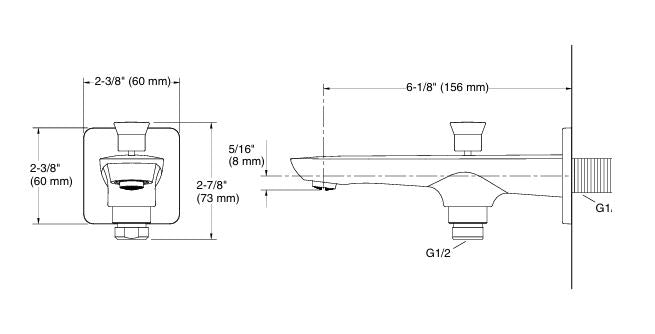 FLUENCE TM WALL-MOUNT BATH SPOUT WITH DIVERTER - KOHLER PREMIUM -  ( VIBRANT FRENCH GOLD - PREMIUM - 0x15 mm - 0inchX0.5inch )