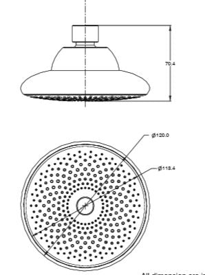 ABS HEAD SHOWER ROUND SHAPE - AQUANT -  ( CHROME -  - 150x0 mm - 6inchX0inch )
