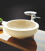 CREAM STONE WASH BASIN - AQUANT -  ( TRAVERTINE MARBLE -  - 400x400 mm - 16inchX16inch )