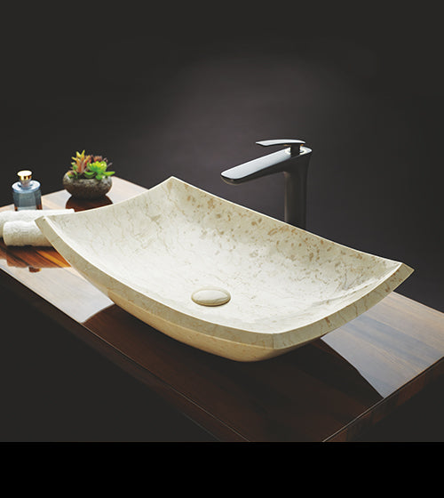 CREAM STONE COUNTER TOP BASIN - AQUANT -  ( TRAVERTINE MARBLE -  - 600x400 mm - 24inchX16inch )
