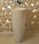 FREE STANDING CREAM STONE BASIN(H-36  ) - AQUANT -  ( TRAVERTINE MARBLE(INDONESIA) -  - 400x400 mm - 16inchX16inch )