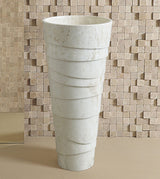 FREE STANDING STONE PEDESTAL WASH BASIN - AQUANT -  ( TRAVERTINE MARBLE(INDONESIA) - CAVES - 900x400 mm - 36inchX18inch )