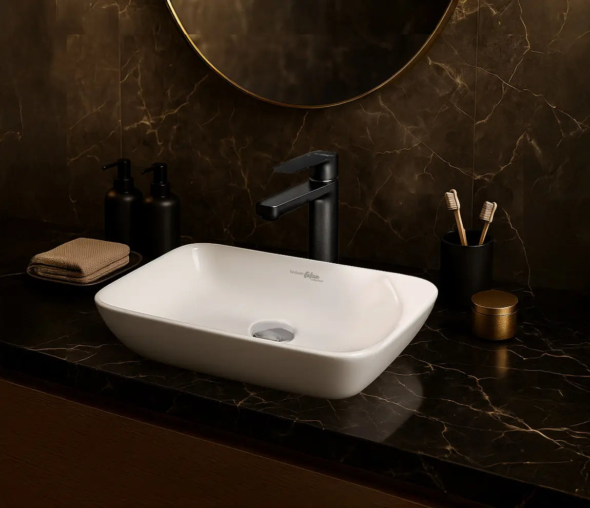 WASH BASIN TABLE TOP MARVEL - HINDWARE -  ( STAR WHITE - ITALIAN - 560x380 mm - 22inchX15inch )
