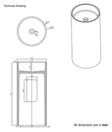 FREE STANDING CONCRETE PEDESTAL W/B W/ROUGH TEXTURE ON THE OUTSIDE INCLUDES POP-UP WASTE COUPLING - AQUANT -  ( MATT GREY - CALLISTO - 850x400 mm - 34inchX16inch )