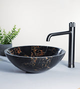 CIRCA PORTORO TABLE MOUNTED STONE WASH BASIN ROUND - AQUANT -  ( PORTORO GOLD MARBLE - MARBEL COLLECTION - 420x150 mm - 16.8inchX6inch )