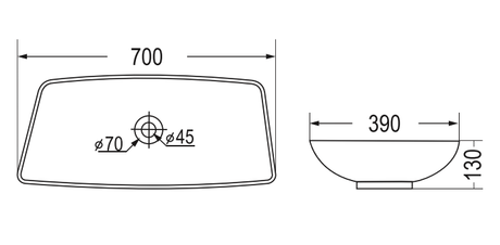 STELLA PORTORO TABLE MOUNTED MARBLE STONE WASH BASIN - AQUANT -  ( PORTORO GOLD MARBLE - MARBEL COLLECTION - 700x390x130 mm - 28inchX15.6inchX5.2inch )