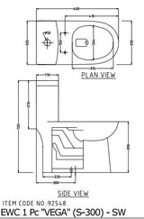 (PRUN) E.W.C VEGA ONE-PIECE S-TRAP 300MM - HINDWARE -  ( STAR WHITE - ITALIAN - 0x0 mm - 0inchx0inch )