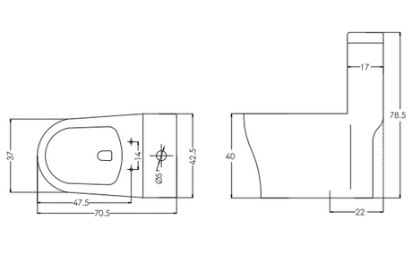 E.W.C ONE-PIECE AGNESE S-TRAP 220MM - HINDWARE -  ( STAR WHITE - AGNESE NEO -745x705x425 mm - 29.8inchX28.2inchX17inch)