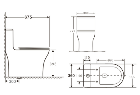 E.W.C CORA ONE PIECE S-TRAP 300MM - HINDWARE -  ( STAR WHITE - CORA - 675x380x770 mm - 27inchX15.2inchX30.8inch )