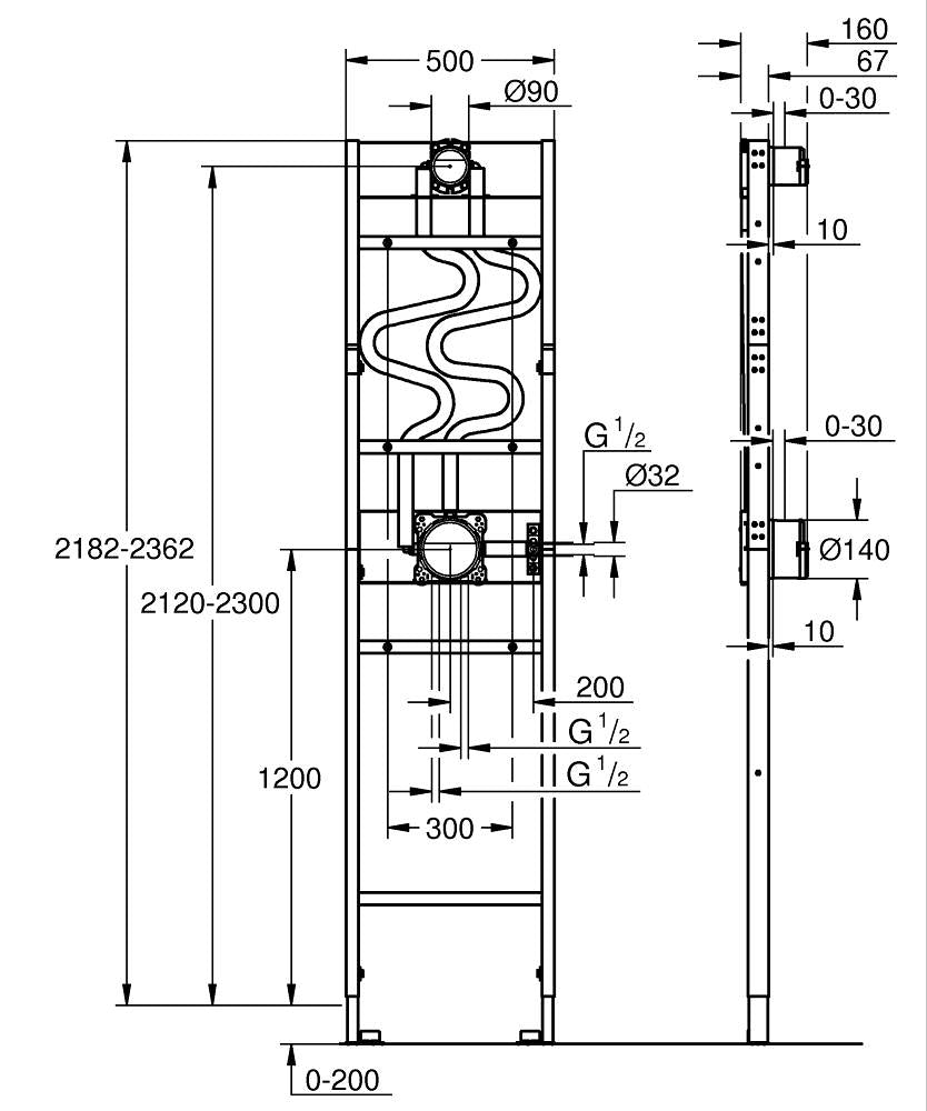 DUO FRAME - GROHE -  (  - G3 - RAPIDO SHOWER FRAME - 0x15 mm - 0inchX0.6inch )