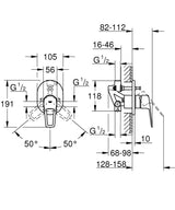 NEW BAULOOP 1-HANDLE BATH/SHOWER MIXER - GROHE-G2 -  ( CHROME - G2 - BAUCOSMOPOLITAN - 0x0 mm - 0inchX0inch )