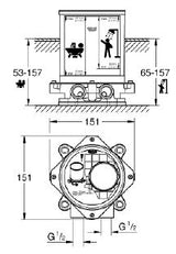 INSTALLATION SET FREESTANDING FLOOR MOUNTED BATH SPOUT - GROHE -  ( CHROME - G3 - NON RAPIDO - 0x0 mm - 0inchX0inch )