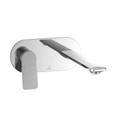 EXPOSED PART KIT OF LEFT HAND SIDE OPERATED SINGLE LEVER BASIN MIXER WALL MOUNTED CONSISTING OF OPERATING LEVER, CARTRIDGE SLEEVE, WALL FLANGE, NIPPLE & SPOUT (COMPATIBLE WITH ALD-235N)- JAQUAR FAUCETS - ( CHROME - LAGUNA - 0x15 mm - 0inchX0.5inch )